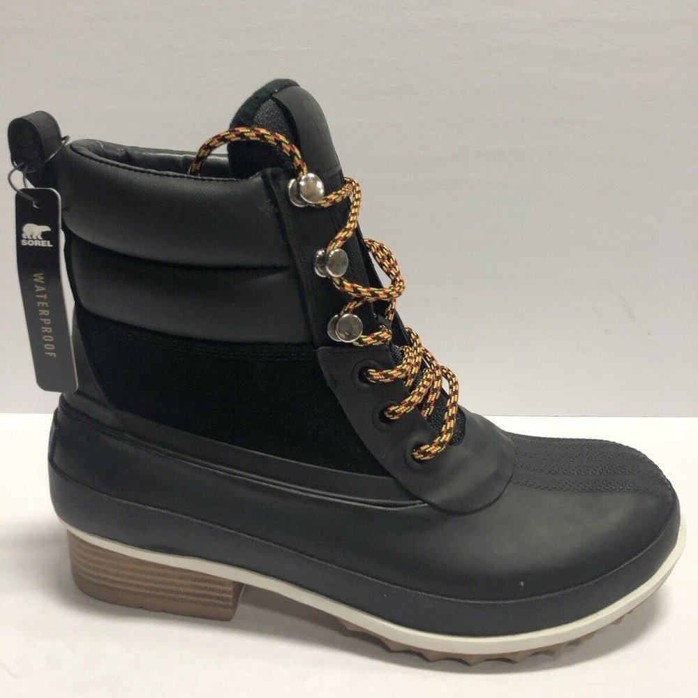 Sorel Women’s Slimpack III Hiker, Black Leather Waterproof Boots, Size 11M